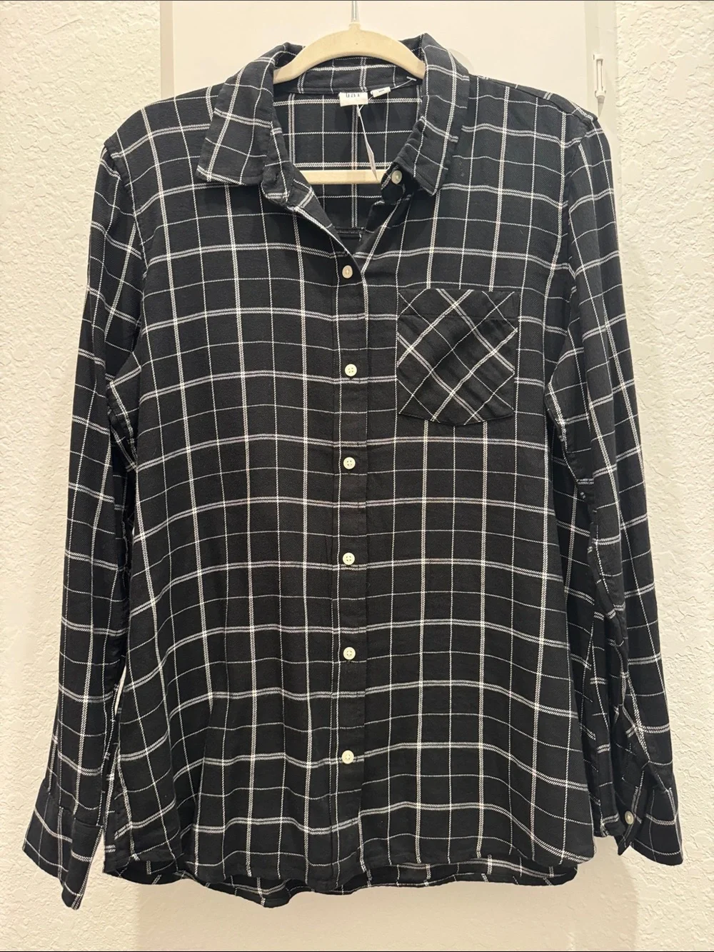 GAP Black Windowpane Plaid Button-Down Shirt